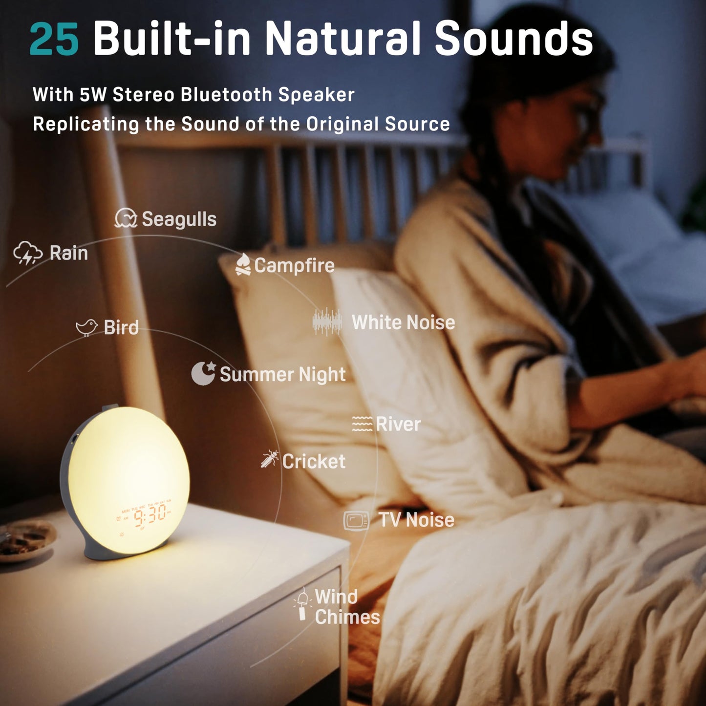 JALL Sound Machine White Noise Machine with 22 Soothing Sounds, 17 Night Lights, Bluetooth Speaker, Sleep Timer, Wake Up Light Sunrise Alarm Clock for Bedrooms, Ideal Gift for Baby, Kids, Seniors